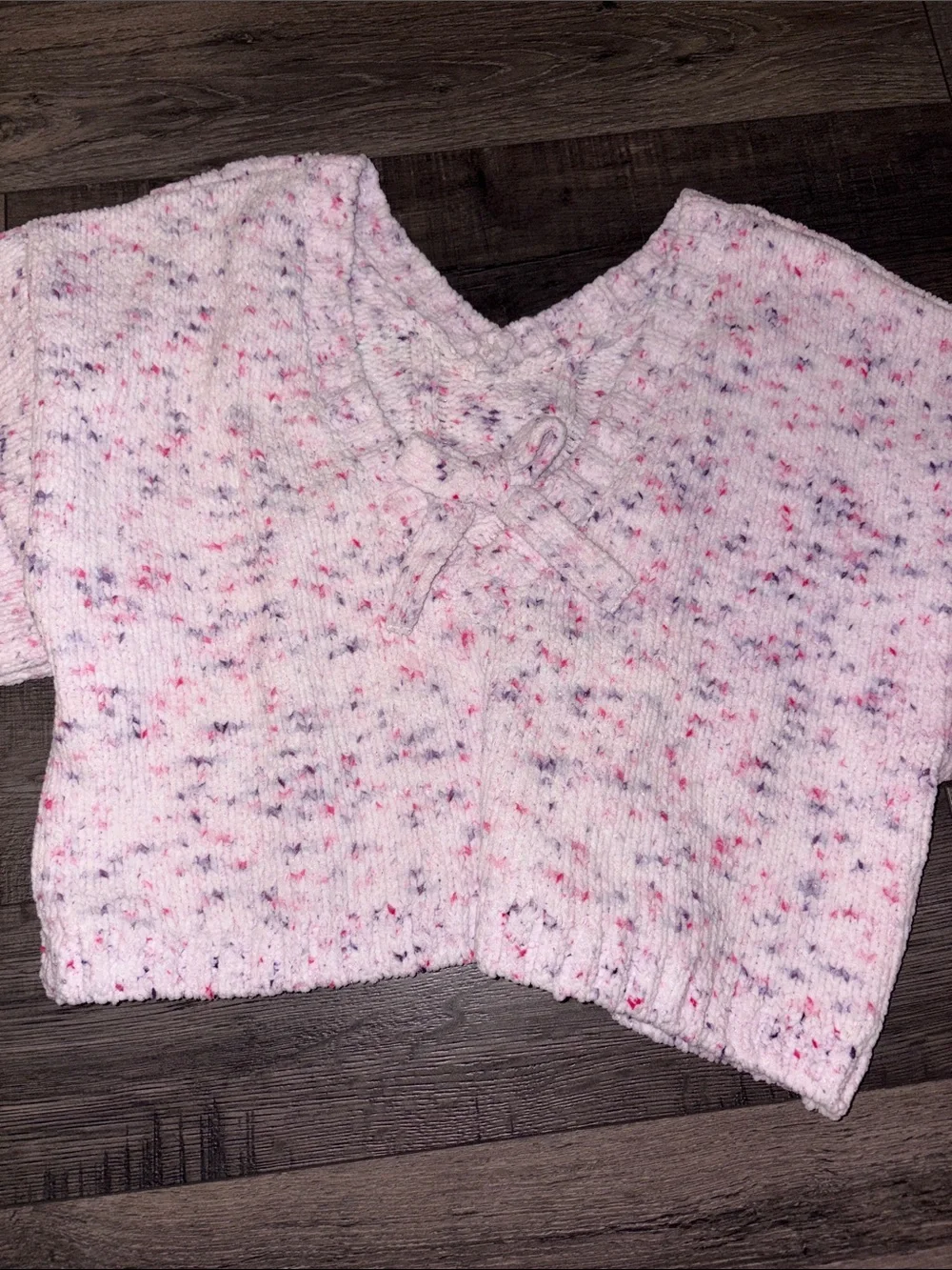 The Children's Place Pink Speckled Lace-Up Balloon Sleeve Sweater